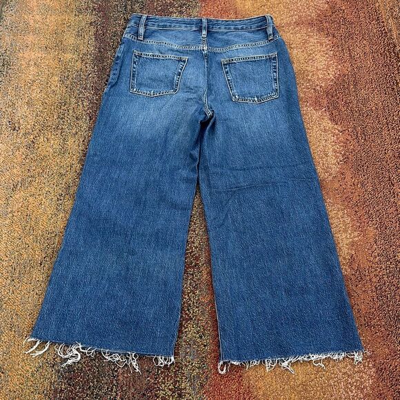 FRAME High-Rise Wide Crop Distressed Jeans Size 31 - Picture 11 of 13